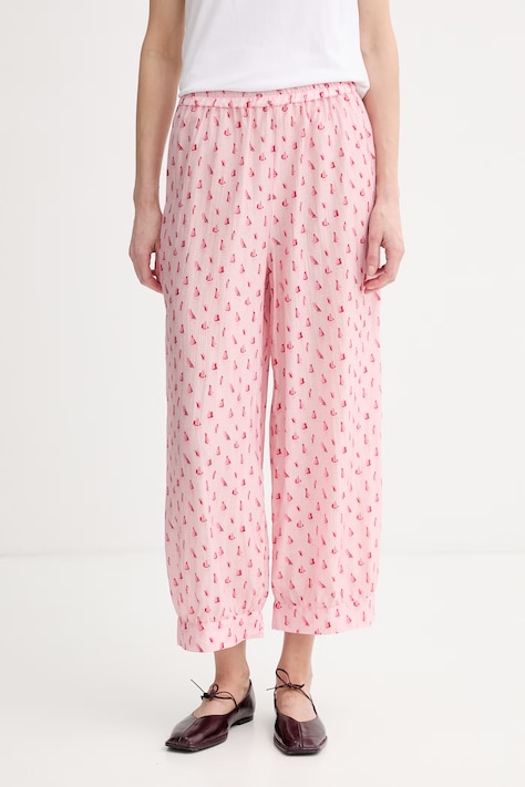 American Vintage spodnie damskie różowe high waist ZIV10C