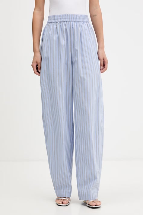 Rotate брюки для женщин из хлопка голубые high waist 1153643082