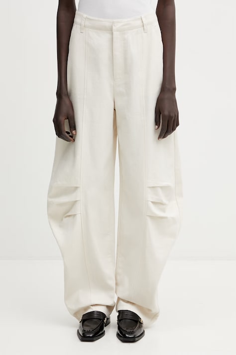 Rotate trousers with linen Women's beige 1155062059