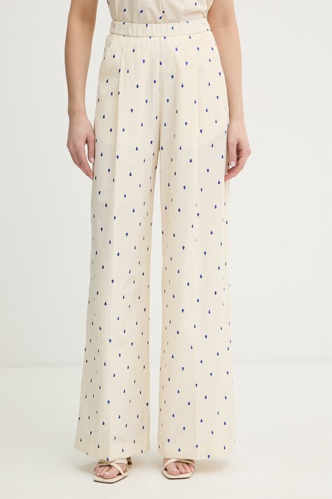 Forte Forte spodnie damskie kolor beżowy proste high waist 14576.my.pants