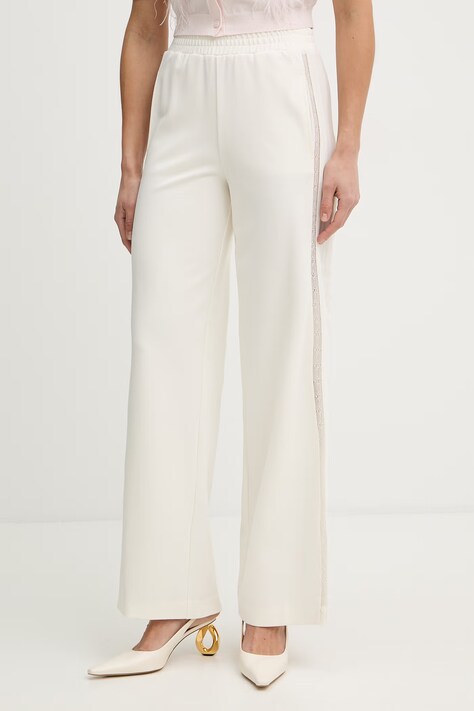 Hlače Twinset boja: bež, široke, visoki struk, 261TE2050