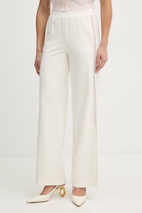 Hlače Twinset boja: bež, široke, visoki struk, 261TE2050