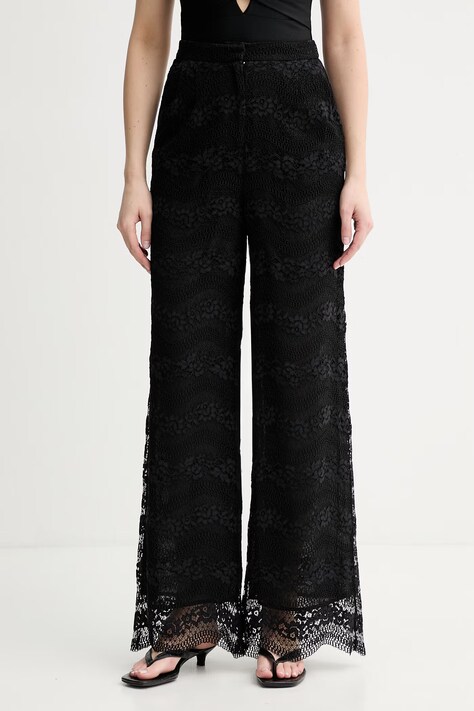 Twinset spodnie palazzo damskie z bawełną czarne high waist