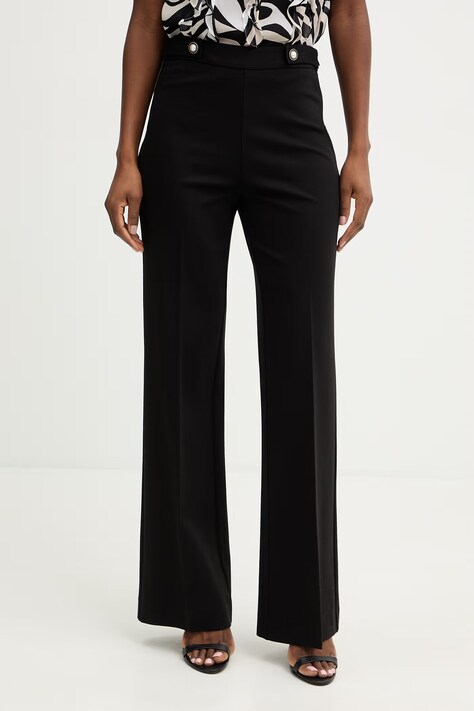 Twinset spodnie damskie kolor czarny proste high waist 261TP2144