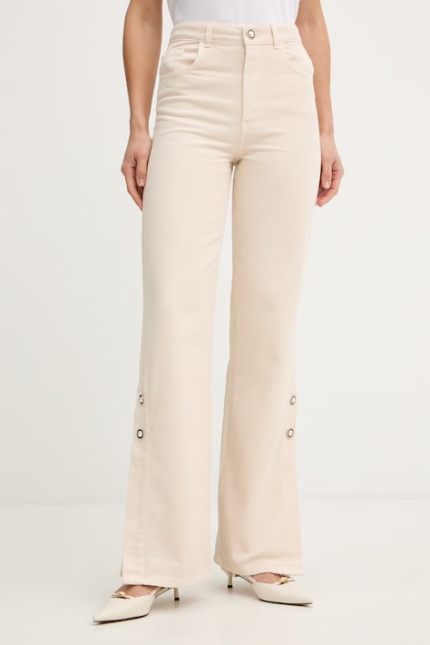 Twinset jeansy damskie kolor beżowy 261TP211B