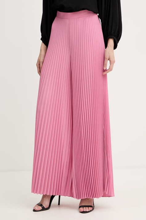 Twinset spodnie damskie kolor różowy szerokie high waist 261TP2561