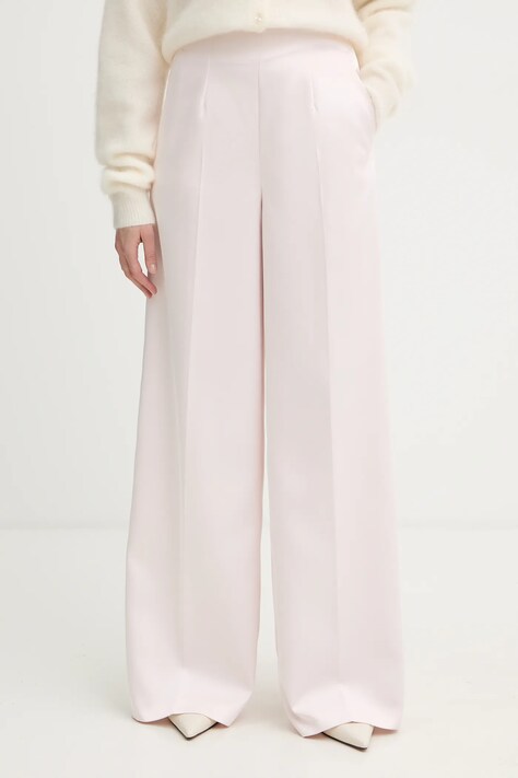 Twinset spodnie damskie kolor różowy szerokie high waist 261TP2417