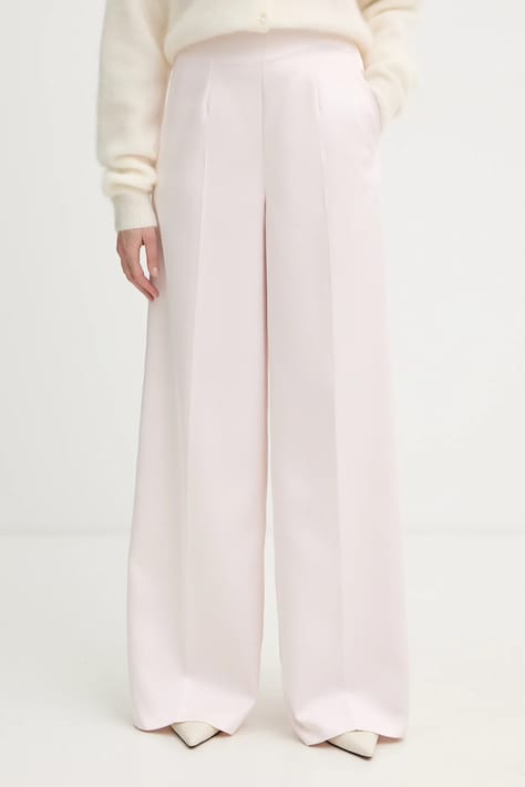 Twinset spodnie damskie kolor różowy szerokie high waist 261TP2417