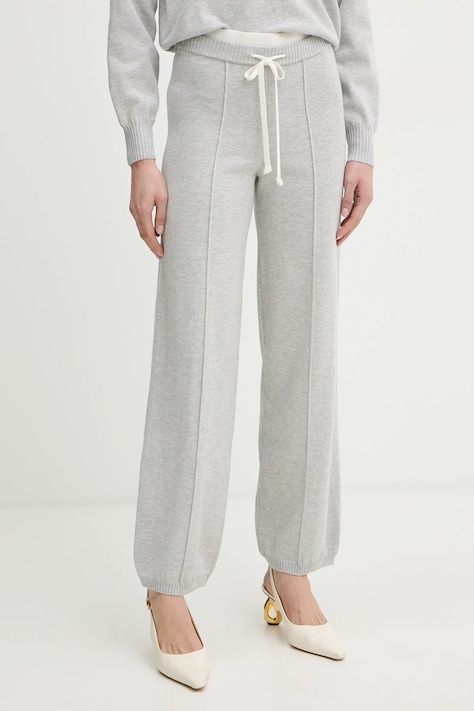 Twinset spodnie dresowe damskie kolor szary melanżowe 261LL3MCC