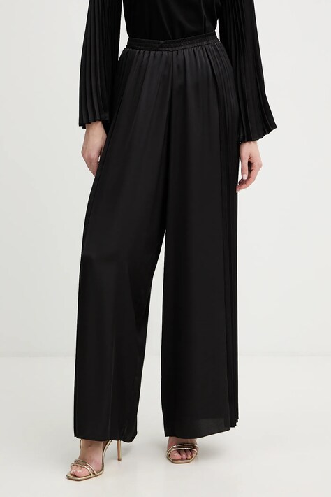 Twinset spodnie damskie kolor czarny szerokie medium waist 261LB2HDD