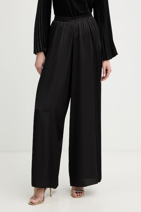 Twinset spodnie damskie kolor czarny szerokie medium waist 261LB2HDD