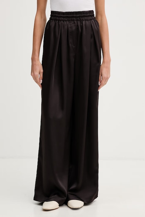 Lacoste spodnie damskie brązowe high waist HF9801