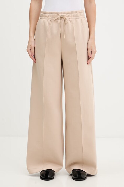 Lacoste spodnie dresowe damskie beżowe high waist XF0041