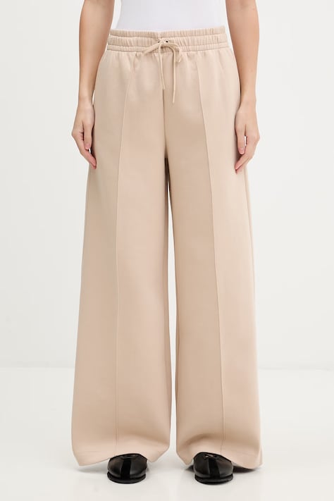 Lacoste spodnie dresowe damskie beżowe high waist XF0041