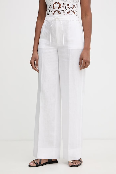 Twinset штани жіночі лляні білі high waist 261TT2302