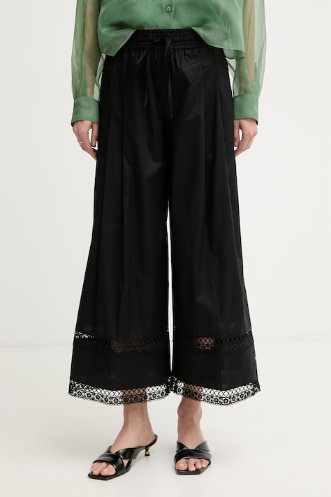 Twinset брюки для женщин с хлопком чёрные high waist 261TT2252