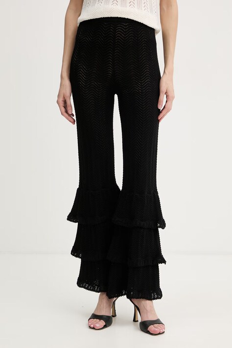 Twinset spodnie damskie bawełniane czarne high waist 261TT3054