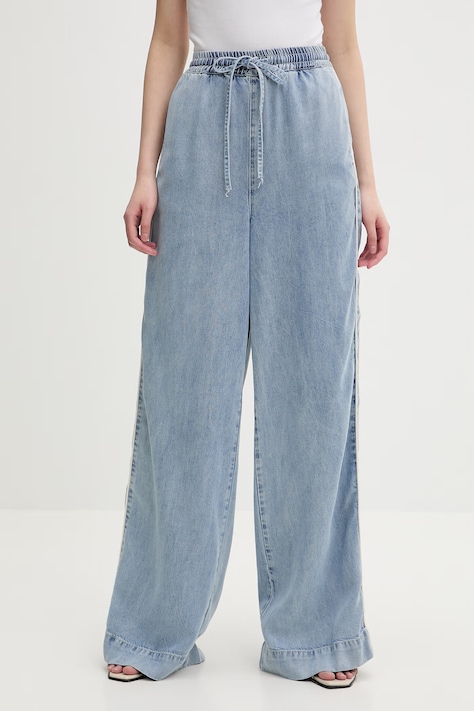 Gestuz spodnie damskie z lyocellem niebieskie high waist 10911025