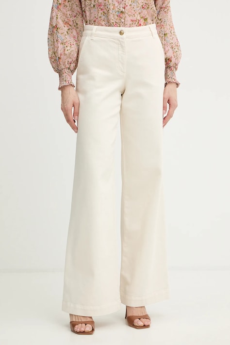 Luisa Spagnoli spodnie Assessore damskie kolor beżowy proste high waist 542971