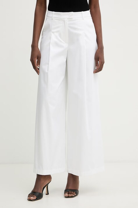 Luisa Spagnoli spodnie damskie bawełniane Angelina białe high waist 543236