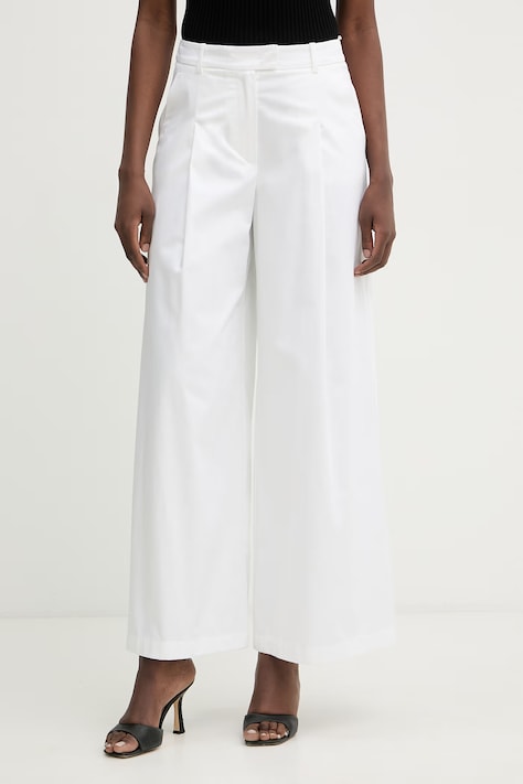 Luisa Spagnoli spodnie damskie bawełniane Angelina białe high waist 543236