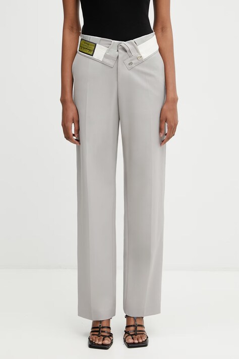 MM6 Maison Margiela spodnie damskie z wełną szare high waist S52KA0559.M35436.858