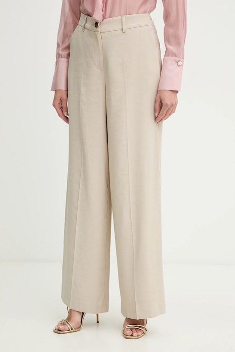 Fracomina spodnie damskie kolor beżowy proste high waist FY26SV3036W83601