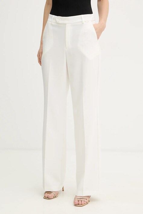 Fracomina spodnie damskie kolor beżowy proste high waist FY26SV4025W42901