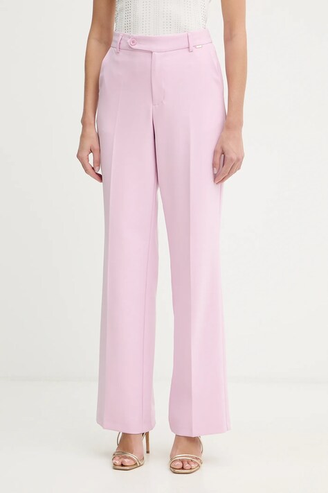 Fracomina spodnie damskie kolor różowy proste high waist FY26SV4025W42901