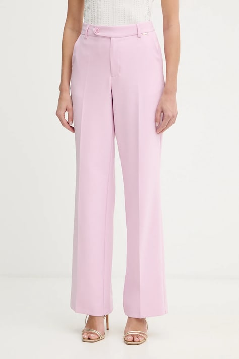 Fracomina spodnie damskie kolor różowy proste high waist FY26SV4025W42901