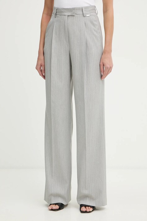 Fracomina spodnie damskie kolor szary proste high waist FS26SV3004W587Q7