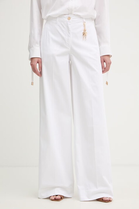 Fracomina spodnie damskie z bawełny białe regular waist FS26SV3011W40101