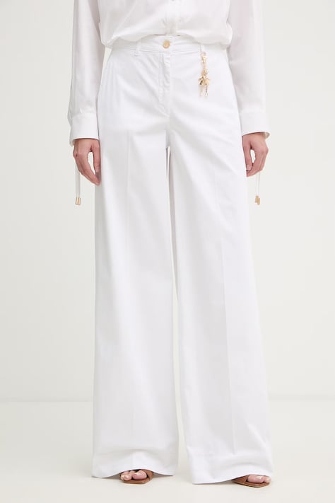 Fracomina spodnie damskie z bawełny białe regular waist FS26SV3011W40101