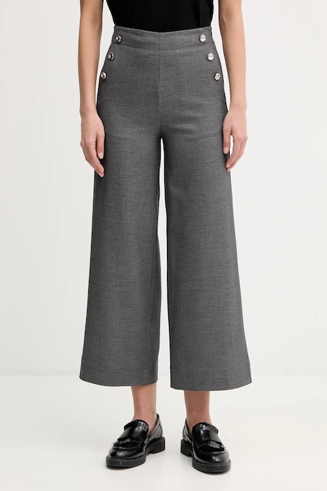 United Colors of Benetton spodnie z domieszką wełny damskie kolor szary szerokie high waist 44T0DF0B3