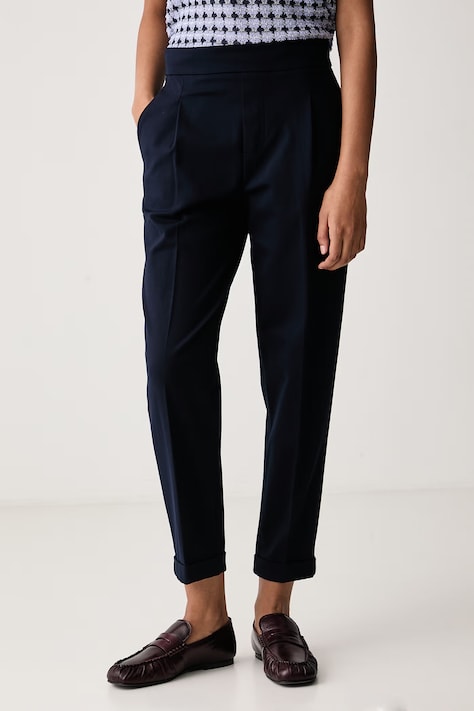 United Colors of Benetton Kalhoty dámské s viskózou námořnické modré high waist 47CKDF0AZ