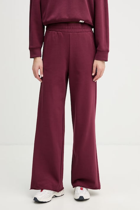 United Colors of Benetton Teplákové nohavice dámske s bavlnou burgundské high waist 3PTPDF01I