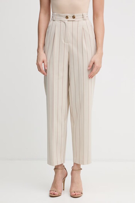 United Colors of Benetton spodnie damskie beżowe high waist 46Q2DF0AH