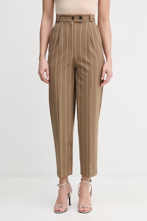 United Colors of Benetton spodnie damskie brązowe high waist 46Q2DF0AH