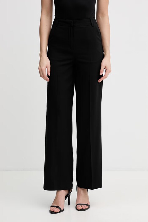 United Colors of Benetton hlače za žene crne srednje visoki struk 4962DF07F