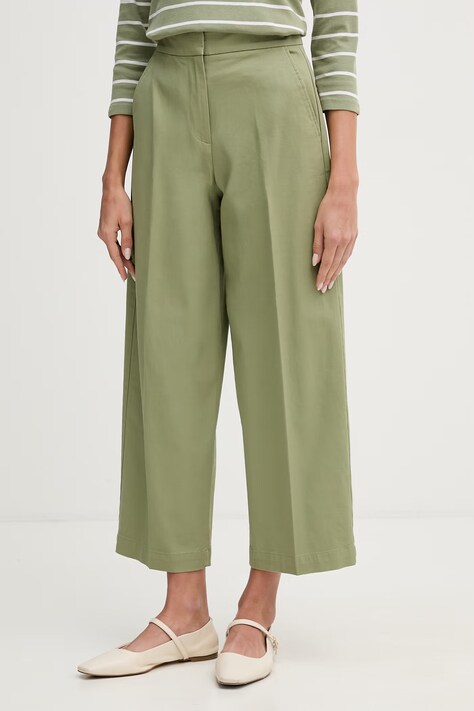 United Colors of Benetton Παντελόνι γυναικείο με βαμβάκι πράσινο ψηλή 4FRXDF0B0