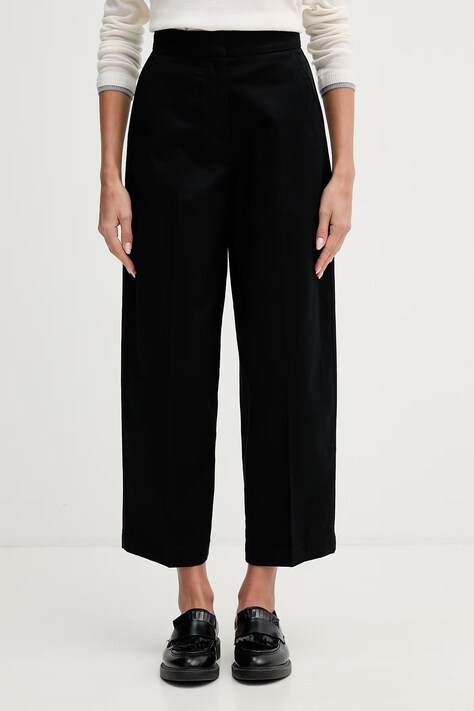 United Colors of Benetton Παντελόνι γυναικείο με βαμβάκι μαύρο ψηλό 4FRXDF0B0