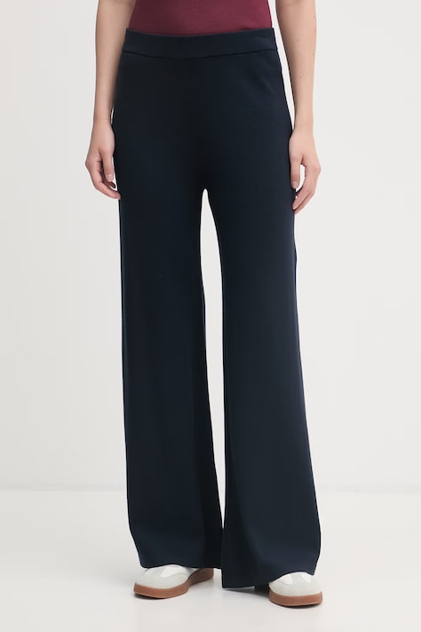 United Colors of Benetton spodnie dresowe damskie z wiskozą granatowe high waist 1LHGDF015