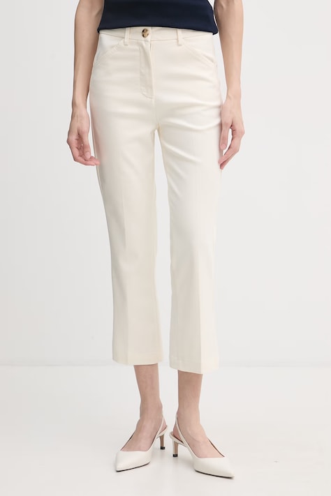 United Colors of Benetton spodnie damskie z bawełną beżowe high waist 4SQPDF08A