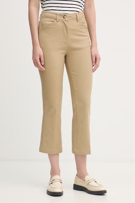 United Colors of Benetton dámske nohavice s bavlnou béžové high waist 4SQPDF08A