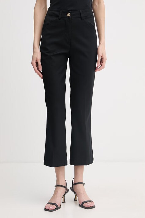 United Colors of Benetton spodnie damskie z bawełną czarne high waist 4SQPDF08A