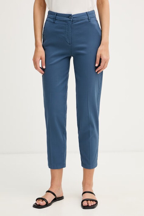 United Colors of Benetton spodnie damskie bawełniane z elastanem niebieskie high waist 4CDRDF0AV