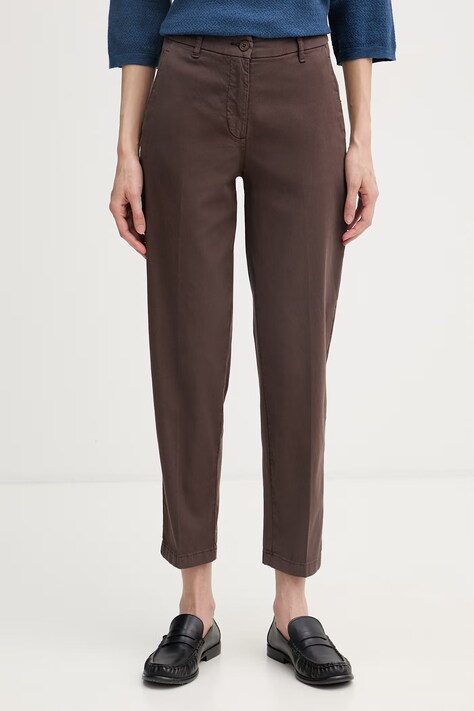 United Colors of Benetton hlače ženske bombažne z elastanom rjave klasičen pas 4CDRDF0AV