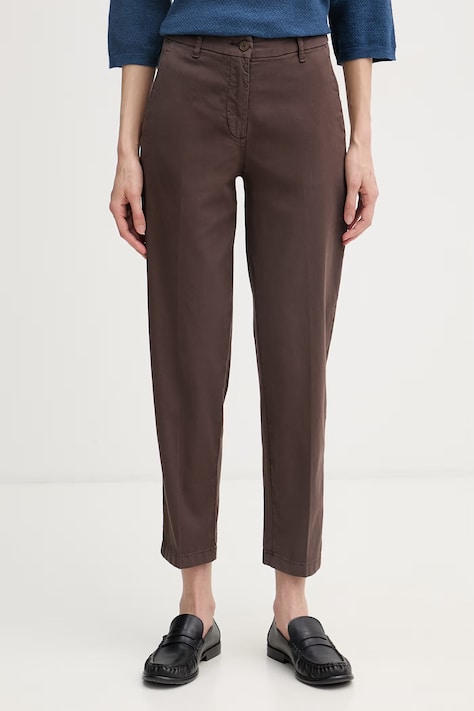 United Colors of Benetton hlače za žene od pamuka s elastanom smeđe 4CDRDF0AV