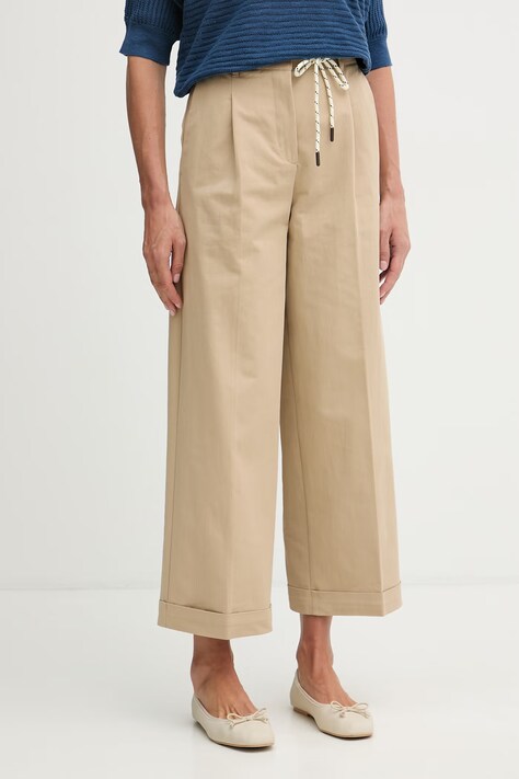 United Colors of Benetton Pantaloni carrot de damă cu bumbac bej high waist 4RKGDF0BA