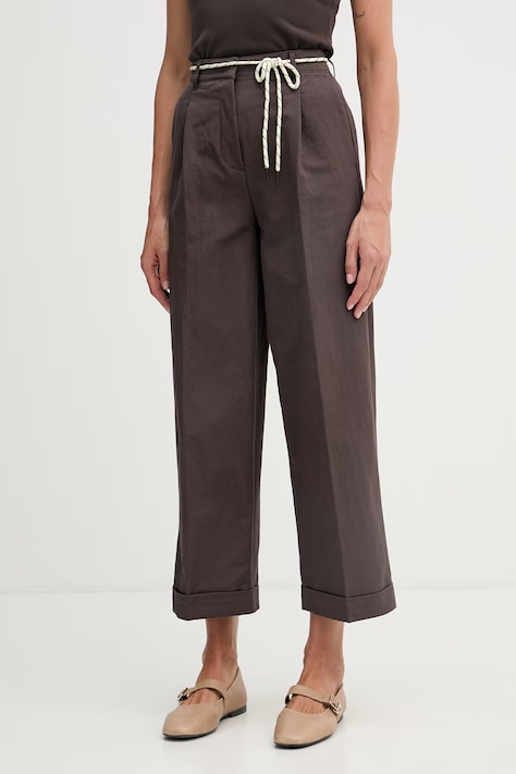 United Colors of Benetton Pantaloni carrot de femei cu bumbac maro 4RKGDF0BA